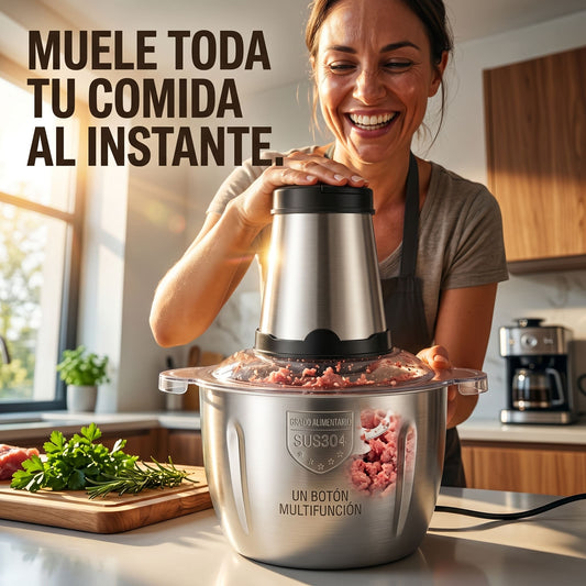 Molino Picador de Carne Eléctrico 2 Litros  en Acero Inoxidable