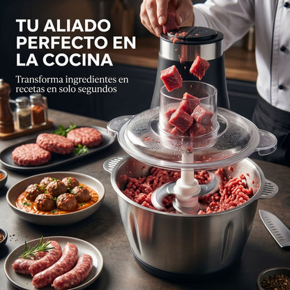 Molino Picador de Carne Eléctrico 2 Litros  en Acero Inoxidable
